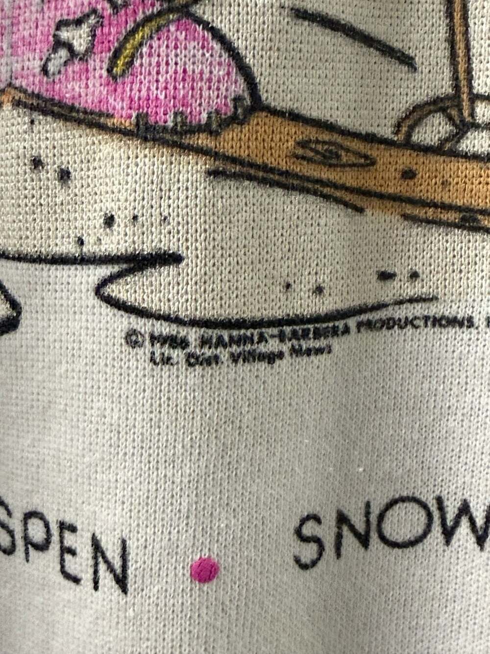 Vintage 1986 Club Fred The Flintstones Skiing Mammoth Aspen Snowbird Sweatshirt - Picture 3 of 4